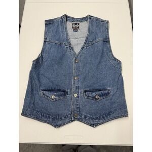 Harley Davidson Biker Blues Denim Vest Mens Size Large Genuine Motor Clothes